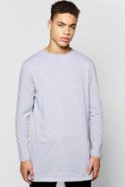 Boohoo Longline T Shirt With Side Zips Grey