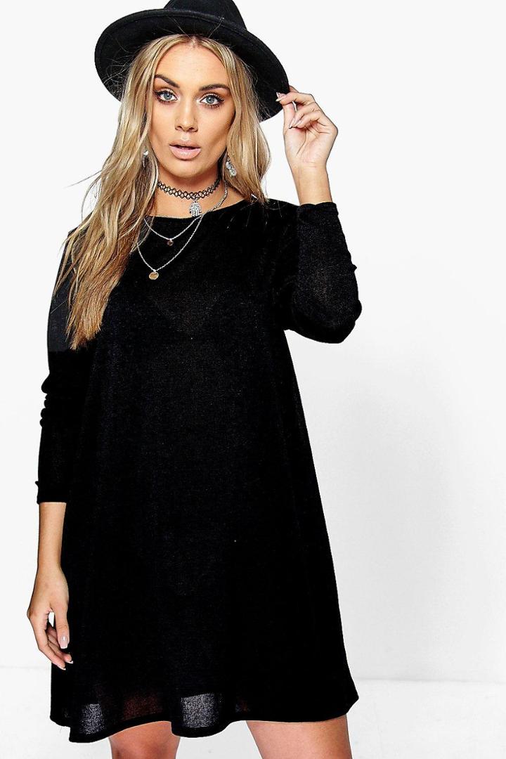 Boohoo Plus Violet Swing Dress Black