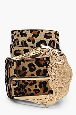 Boohoo Leopard Oversized Western Waist Belt