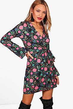 Boohoo Melissa Floral Wrap Dress