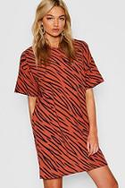 Boohoo Tall Tiger Print Woven Shift Dress