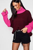 Boohoo Faye Colour Block Wide Sleeve High Neck Jumper