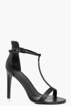 Boohoo Grace T Bar Stiletto Shoes Black