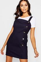 Boohoo Mock Horn Button Detail Twill Pinafore