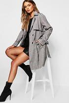 Boohoo Checked Double Breasted Trench