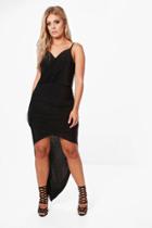 Boohoo Plus Harriet Ruched Dip Back Maxi Dress Black