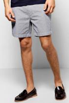 Boohoo Cotton Twill Stripe Shorts Navy
