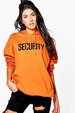 Boohoo Alliah Security Slogan Hoody