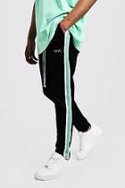 Boohoo Original Man Tricot Tapered Jogger With Tape
