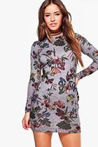 Boohoo Petite Lucy Floral Printed Knitted Bodycon Dress