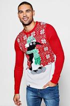 Boohoo 3d Eye Penguin Christmas Jumper