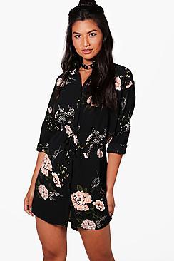 Boohoo Anna Floral Shirt Dress