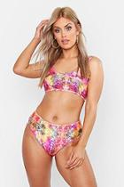 Boohoo Plus Neon Snake High Waisted Bikini