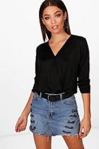 Boohoo Isabella Wrap Over Knitted Top