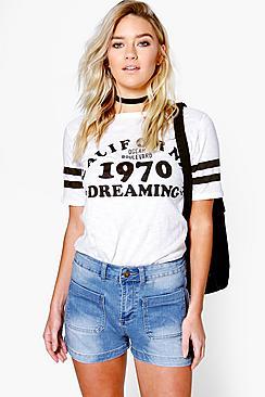 Boohoo Harriet Patch Pocket Denim Shorts