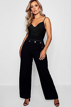 Boohoo Plus Contrast Horn Button Detail Trouser