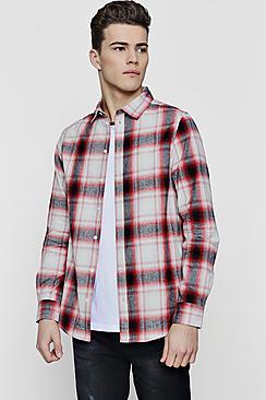 Boohoo Red Shadow Check Long Sleeve Shirt