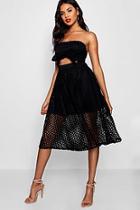 Boohoo Joss Lace Bandeau Tie Front Midi Skater Dress