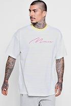 Boohoo Oversized Stripe Man Embroidered T-shirt