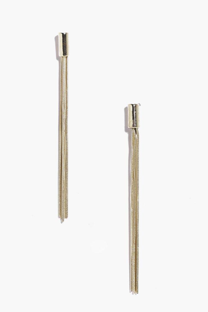 Boohoo Lexi Modern Metal Tassel Earrings Gold