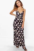 Boohoo Petite Adora Wrap Over Maxi Dress Black