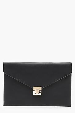 Boohoo Honey Envelope Clutch With Lock