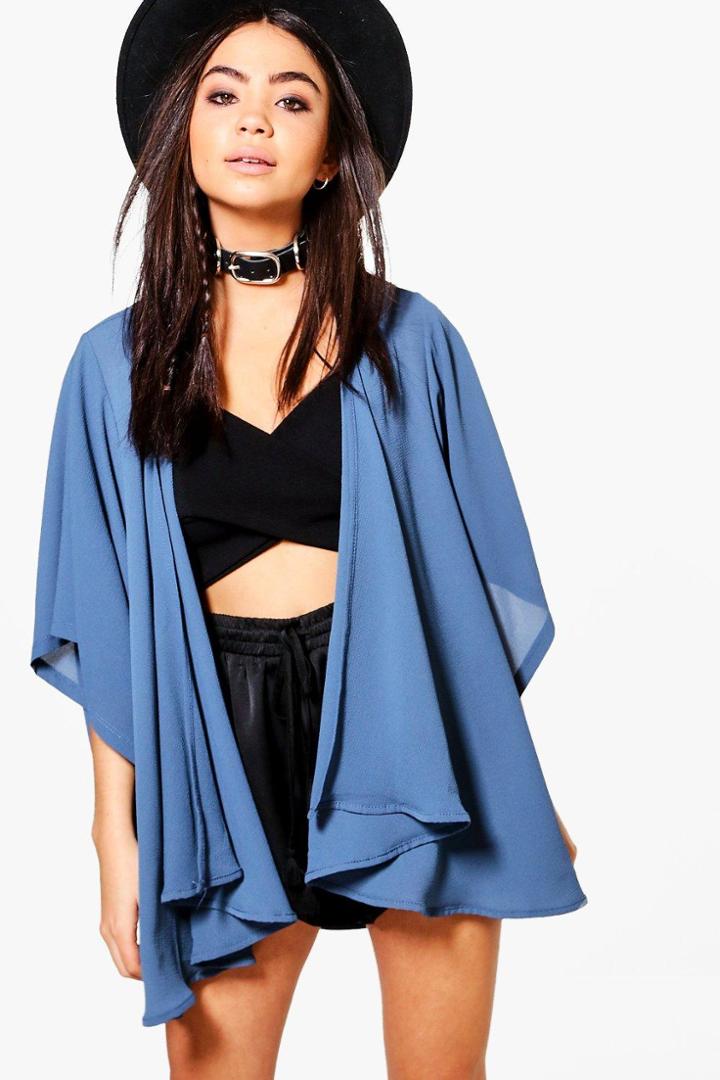 Boohoo Ava Crepe Kimono Blue
