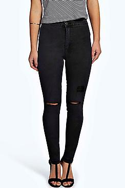 Boohoo Petite Faye Split Knee Skinny Jeans