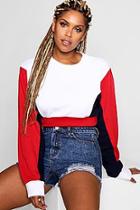 Boohoo Mia Colour Block Constrast Sleeve Crop Sleeve