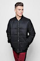 Boohoo Black Quilted Jacket With Bomber Neck