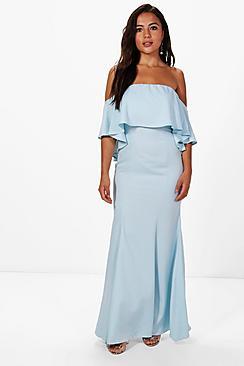 Boohoo Petite Ellie Off The Shoulder Fishtail Maxi Dress