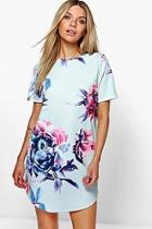 Boohoo Viola Floral Curved Hem Shift Dress