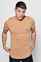 Boohoo Taupe Muscle Fit Slub T-shirt