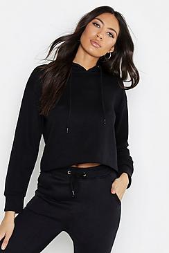 Boohoo Raw Edge Cropped Sweat Hoody