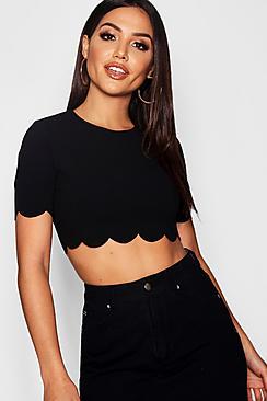 Boohoo Scallop Crop Top