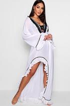 Boohoo Ella Frill Detail Tassel Trim Maxi Beach Dress
