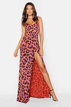 Boohoo Tall Leopard Print Side Split Maxi Dress