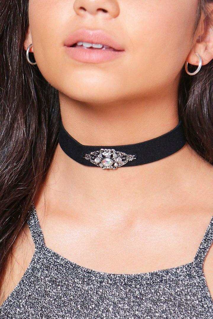 Boohoo Heidi Western Embellished Buckle Choker Black