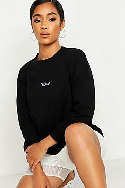 Boohoo Lightweight Seam Detail Slogan Sweat