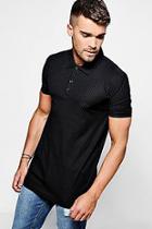 Boohoo Black Skinny Ribbed Knitted Polo