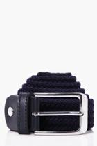Boohoo Stretch Woven Belt With Metal Buckle Navy
