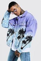 Boohoo Ombre Loose Fit Back Embroidered Denim Jacket