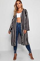 Boohoo Plus Stripe Print Midi Kimono