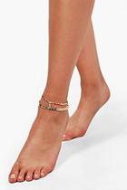 Boohoo Louise Star Detail Anklet 2 Pack