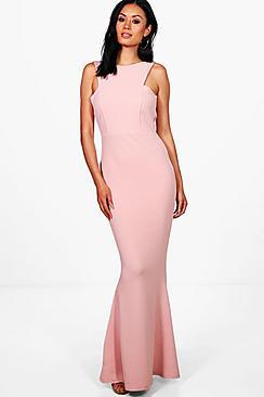Boohoo Sena Cutaway Neckline Fishtail Maxi Dress