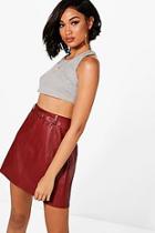 Boohoo Aria Panelled Belted Woven Leather Look Mini Skirt