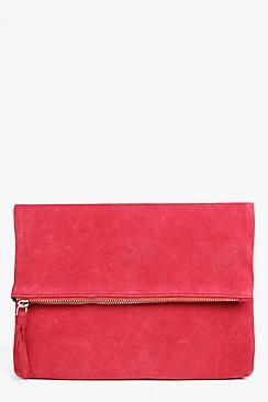 Boohoo Boutique Alice Suede Fold Over Clutch Bag