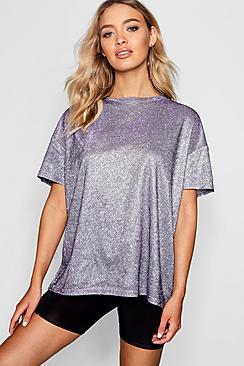 Boohoo Melody Metallic Oversized T-shirt