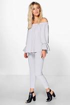 Boohoo Lia Off Shoulder Top & Skinny Trouser Co-ord Set