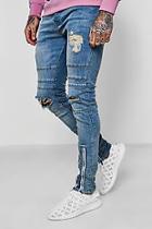 Boohoo Super Skinny Denim Jeans With Double Zip Cuff